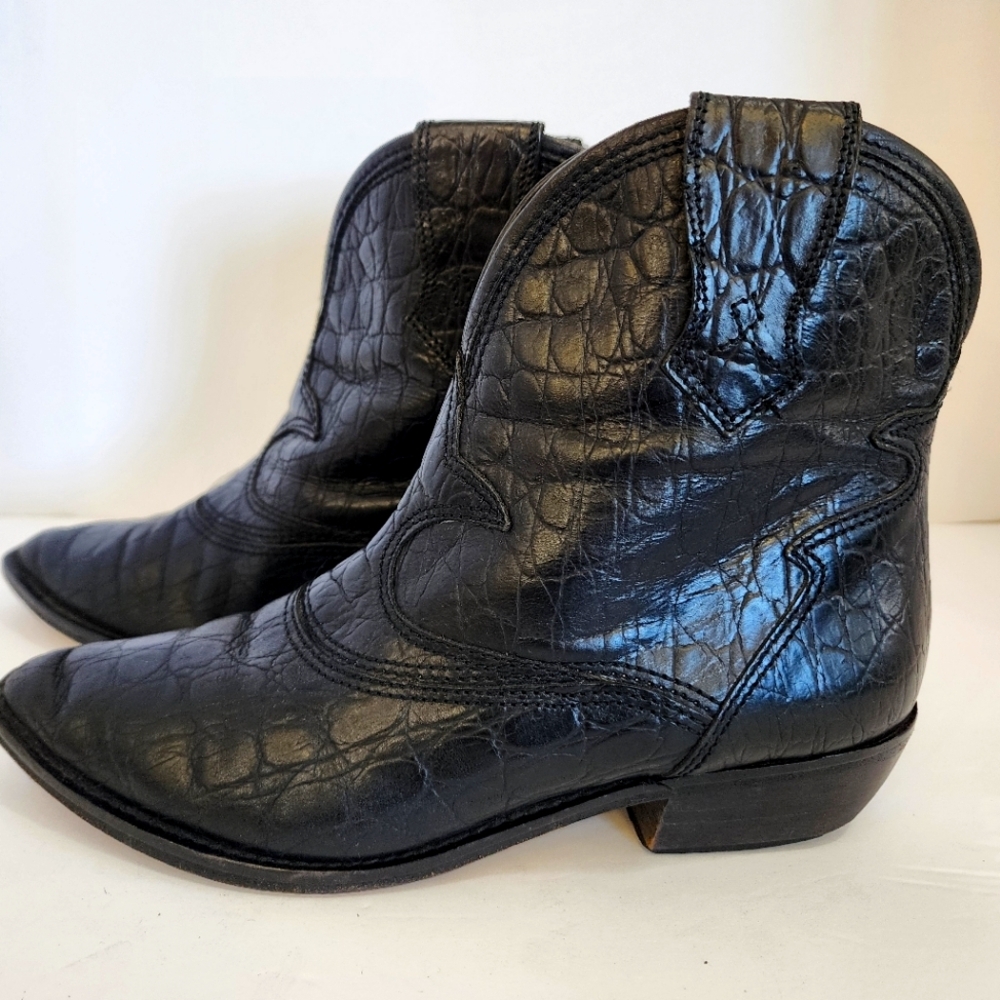 Vero Cuoio Women's Black Crocodile Embossed Cowboy Rodeo Western Boots, sz 7.5 - Picture 4 of 13
